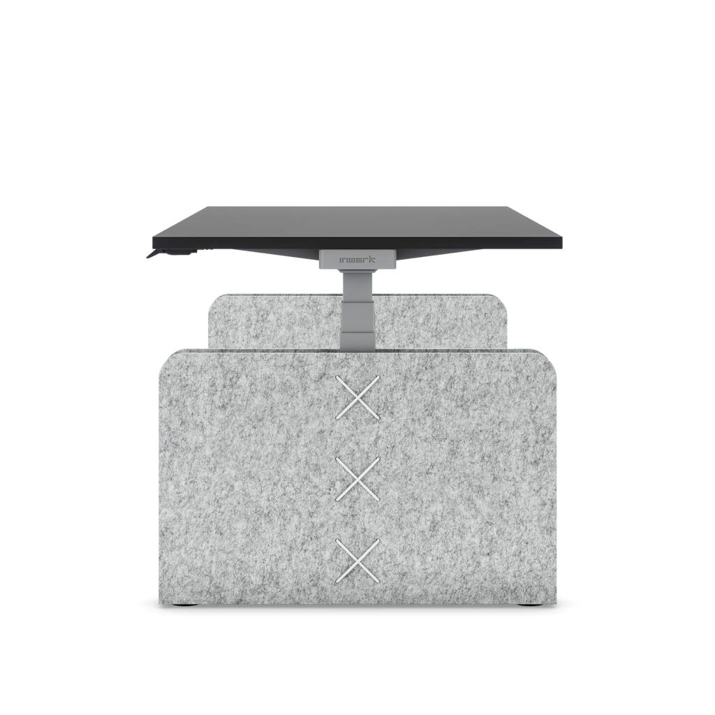 Höhenverstellbarer Schreibtisch Masterlift® Flex Akustix®-Edition, Rechteck Hellgrau, Schwarz Dekor/Silber 200x80