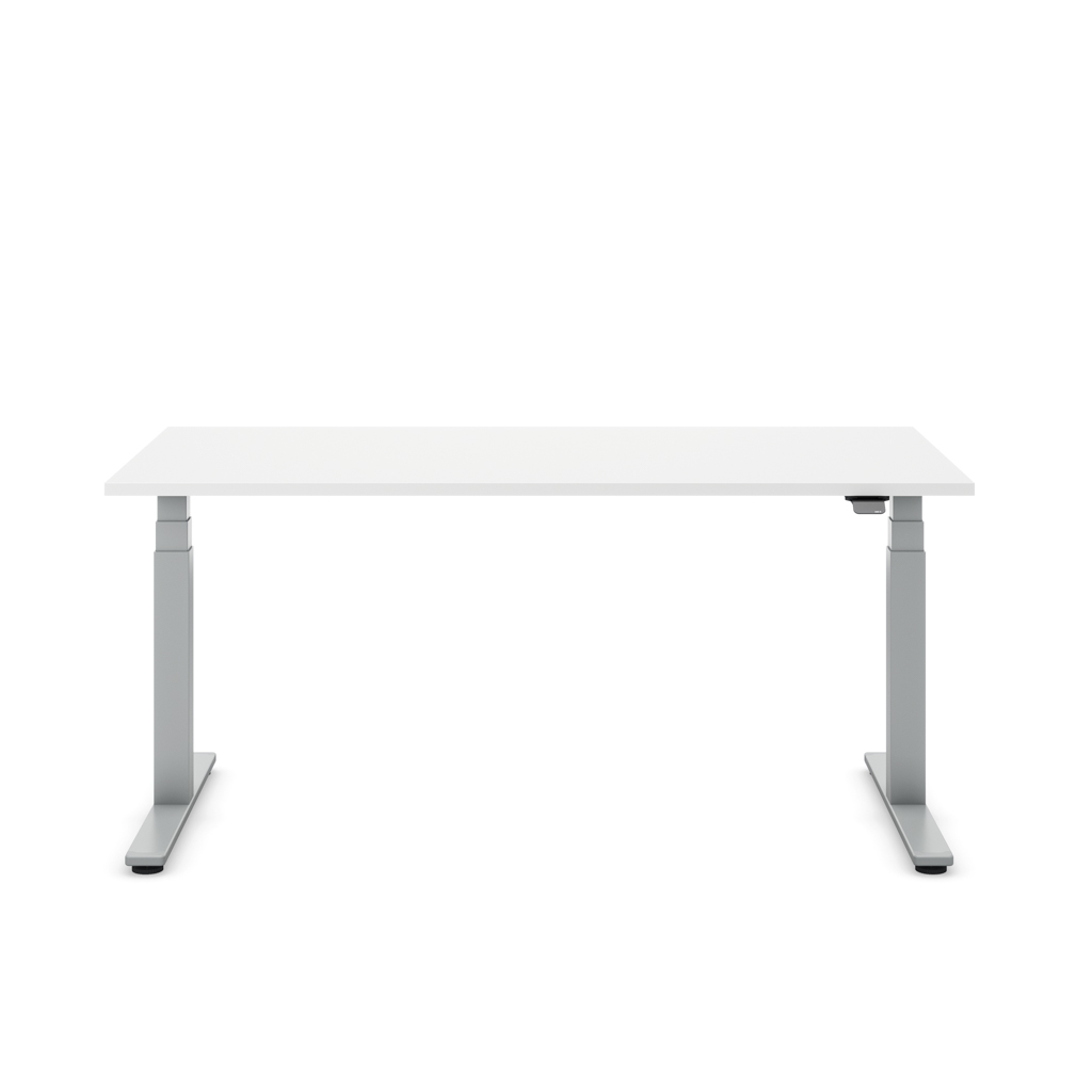 Höhenverstellbarer Schreibtisch Masterlift® Flex Basic, Weiss Dekor/Silber 200x80