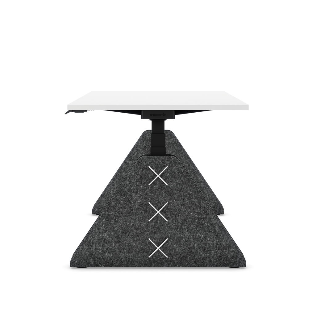 Höhenverstellbarer Schreibtisch Masterlift® Flex Akustix®-Edition, Trapez Dunkelgrau, Weiss Dekor/Schwarz 120x80