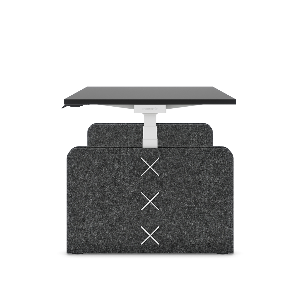 Höhenverstellbarer Schreibtisch Masterlift® Flex Akustix®-Edition, Rechteck Dunkelgrau, Schwarz Dekor/Weiss 120x80