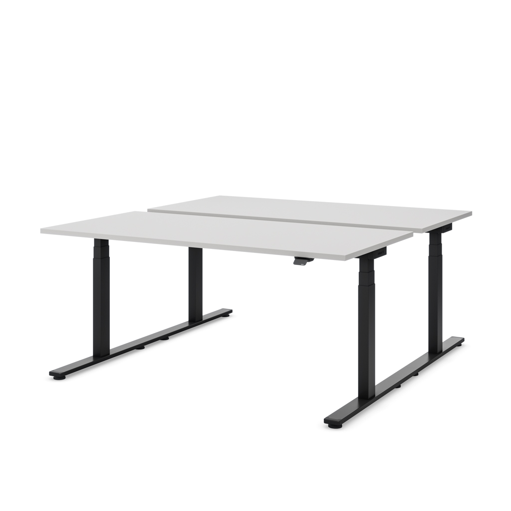 Höhenverstellbarer Team-Schreibtisch Masterlift® Flex Light, Lichtgrau/Schwarz 160x80