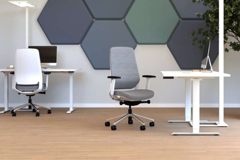 Teamo® Plush - Ergonomischer Bürostuhl, Vollpolster, Weiss/Grau