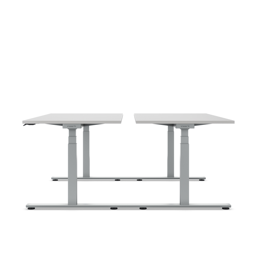 Höhenverstellbarer Team-Schreibtisch Masterlift® Flex Basic, Lichtgrau/Silber 160x80