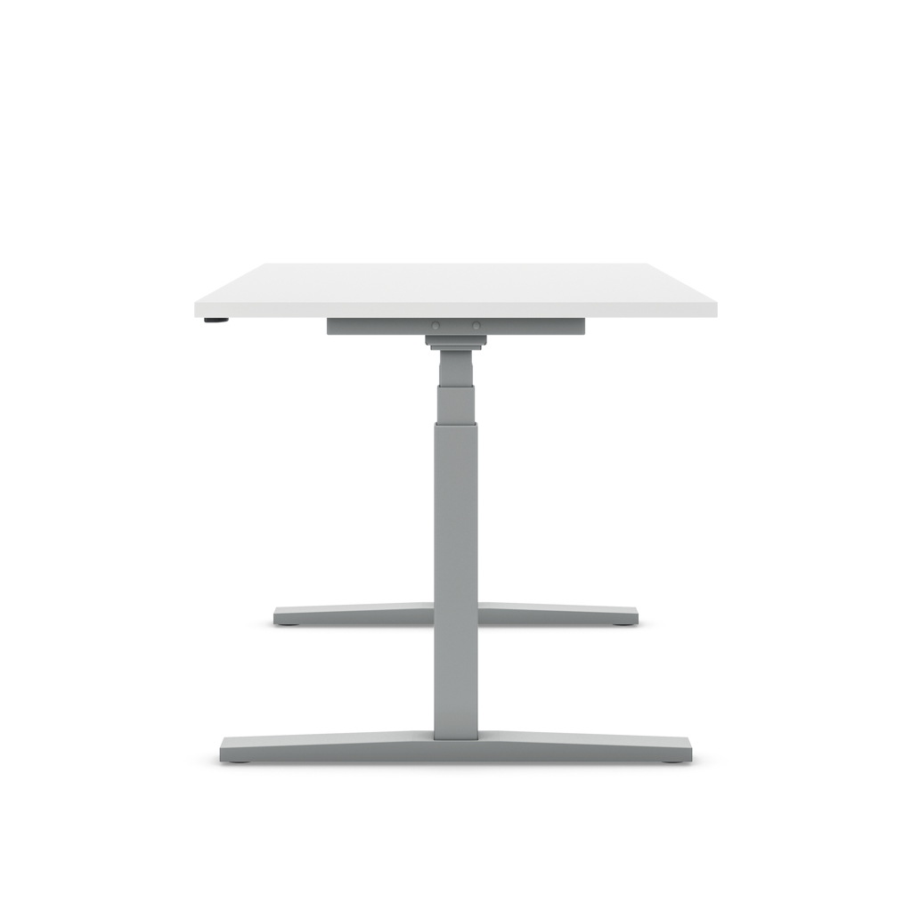 Höhenverstellbarer Schreibtisch Imperio® Lift Q2 Weiss Dekor/Silber 200x80