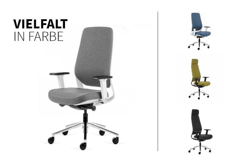 Teamo® Plush - Ergonomischer Bürostuhl, Vollpolster, Weiss/Grau