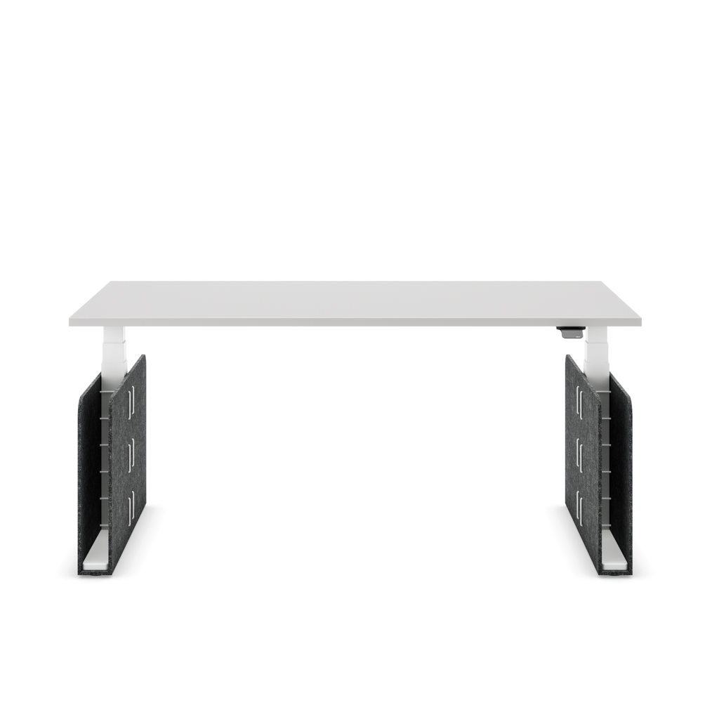 Höhenverstellbarer Schreibtisch Masterlift® Flex Akustix®-Edition, Rechteck Dunkelgrau, Lichtgrau Dekor/Weiss 160x80