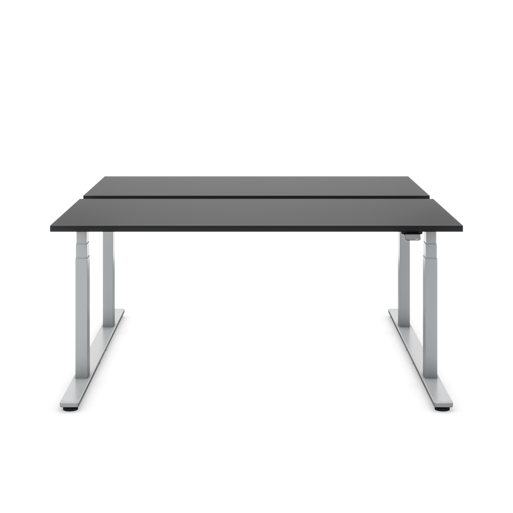 Höhenverstellbarer Team-Schreibtisch Masterlift® Flex Light, Schwarz/Silber 200x80