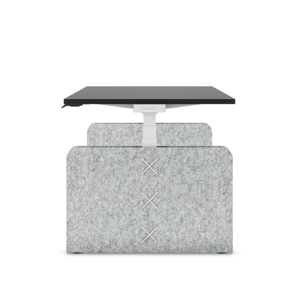 Höhenverstellbarer Schreibtisch Masterlift® Flex Akustix®-Edition, Rechteck Hellgrau, Schwarz Dekor/Weiss 160x80