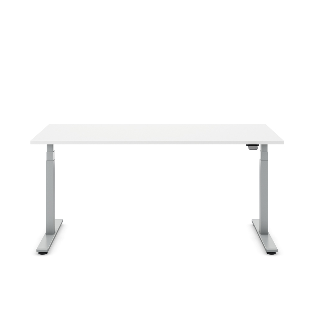 Höhenverstellbarer Schreibtisch Masterlift® Flex Light, Weiss Dekor/Silber 120x80