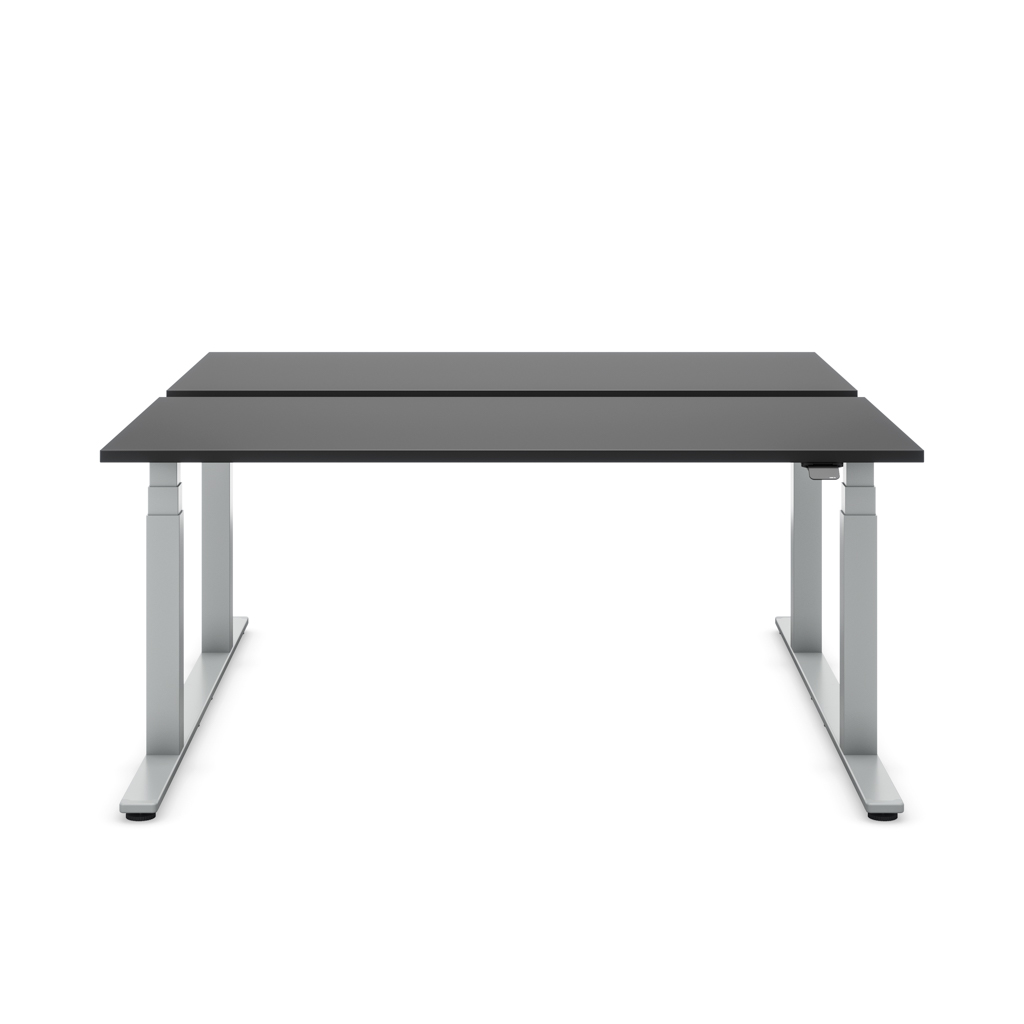 Höhenverstellbarer Team-Schreibtisch Masterlift® Flex Basic, Schwarz/Silber 120x80
