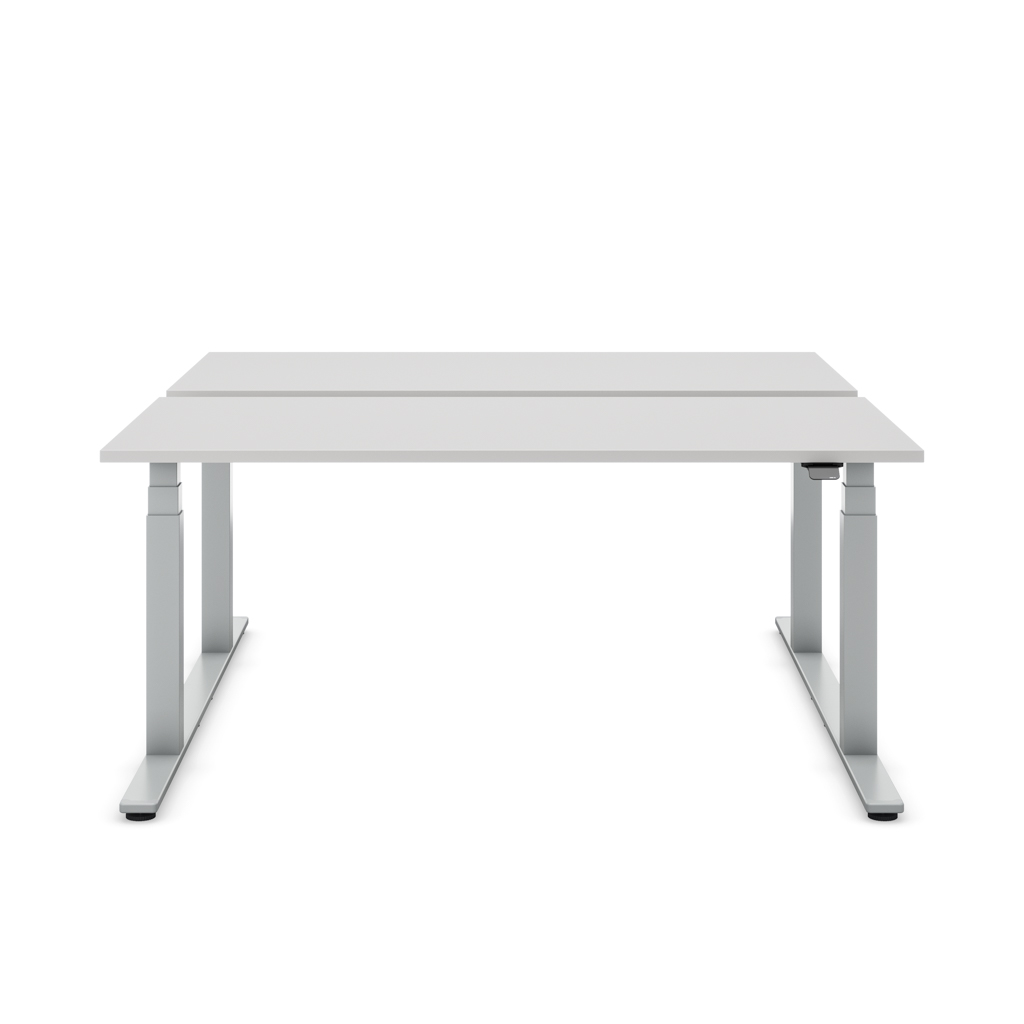 Höhenverstellbarer Team-Schreibtisch Masterlift® Flex Basic, Lichtgrau/Silber 160x80