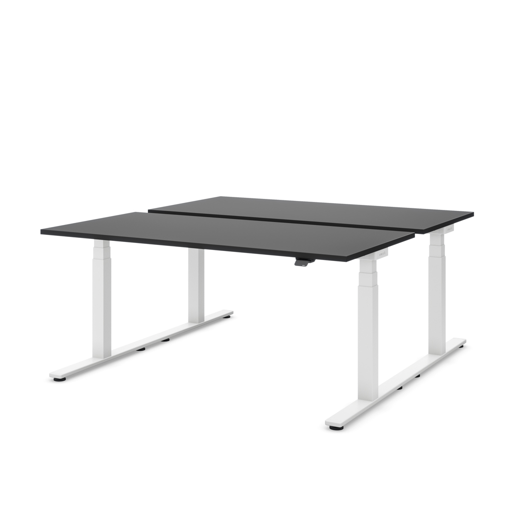 Höhenverstellbarer Team-Schreibtisch Masterlift® Flex Basic, Schwarz/Weiss 120x80