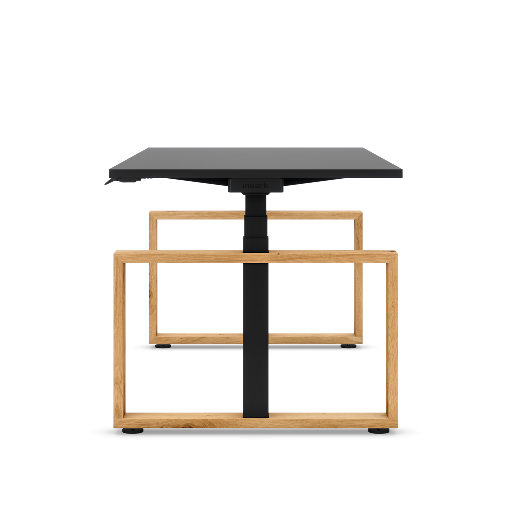 Höhenverstellbarer Schreibtisch Masterlift® Flex Loop-Edition, Holz Rechteck, Schwarz Dekor/Schwarz 120x80