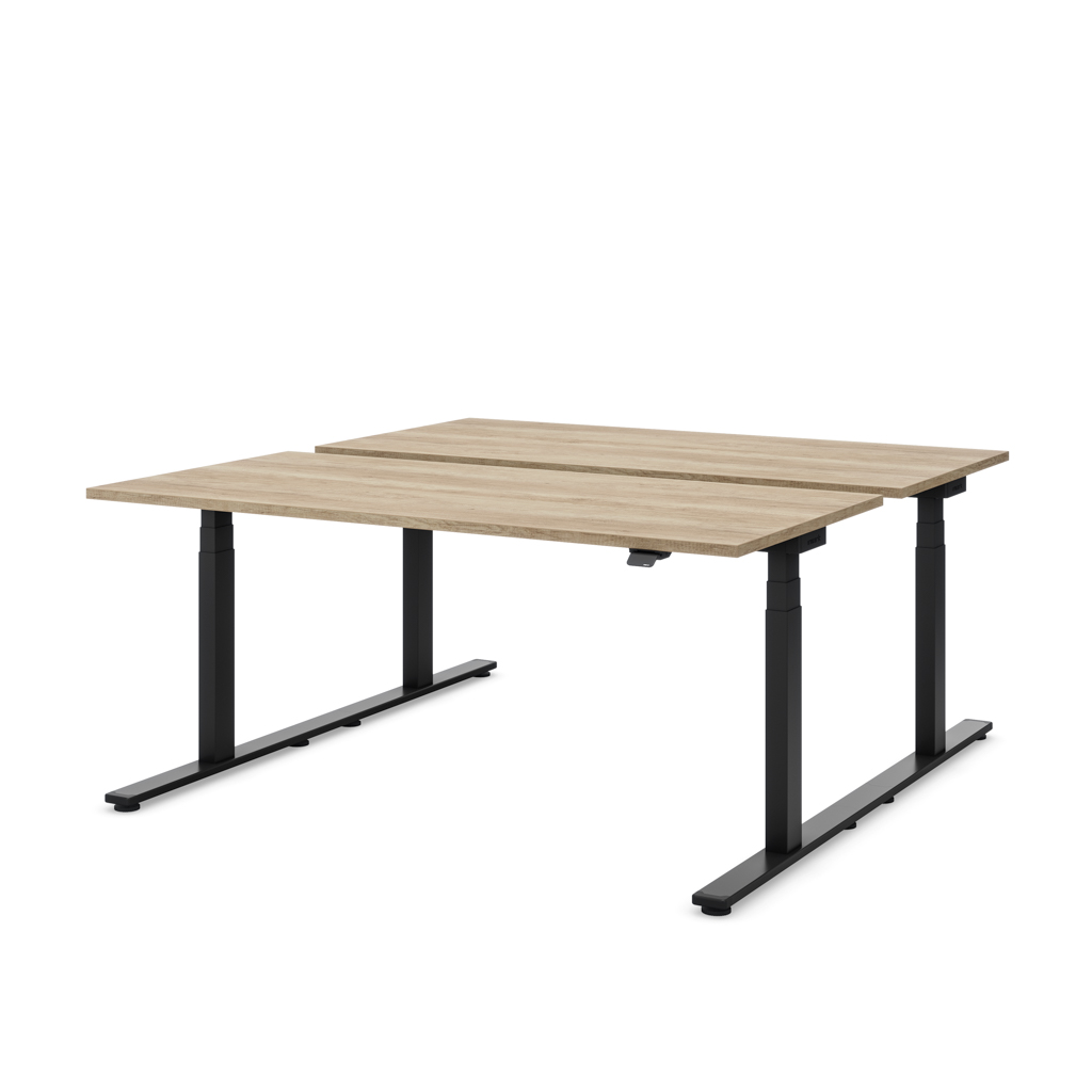 Höhenverstellbarer Team-Schreibtisch Masterlift® Flex Light, Eiche Dekor/Schwarz 160x80