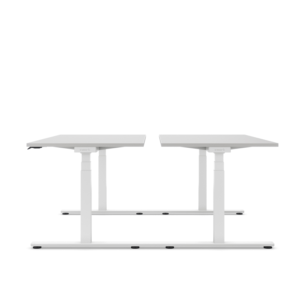 Höhenverstellbarer Team-Schreibtisch Masterlift® Flex Basic, Lichtgrau/Weiss 160x80