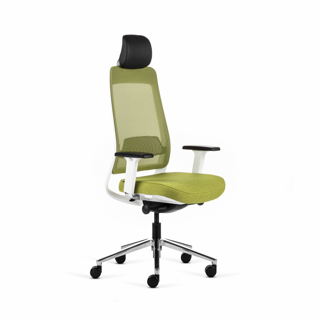 Inwerk Teamo® Original Plus - Bürostuhl mit Kopfstütze, Weiss/Grün