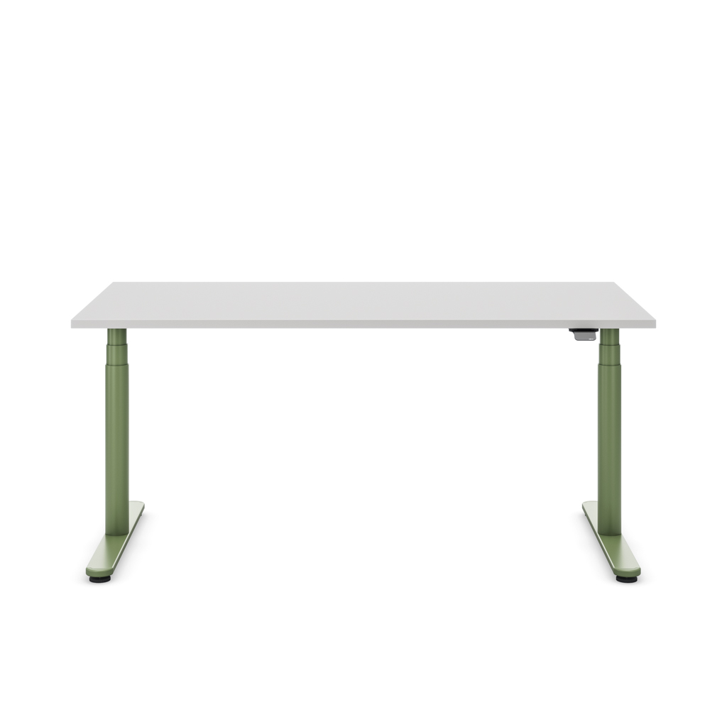 Höhenverstellbarer Schreibtisch Masterlift® Flex Basic rund, Lichtgrau/Resedagrün 160x80