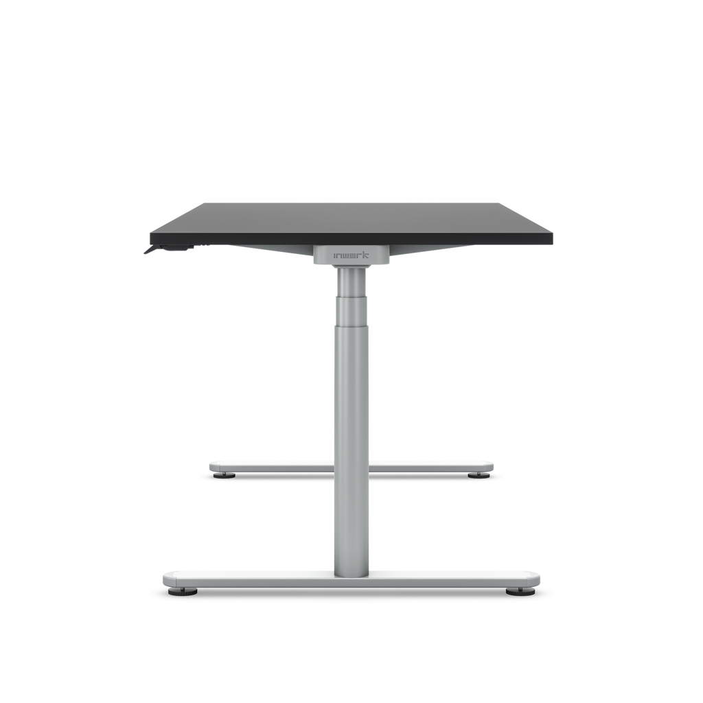 Höhenverstellbarer Schreibtisch Masterlift® Flex Basic rund, Schwarz/Silber 160x80