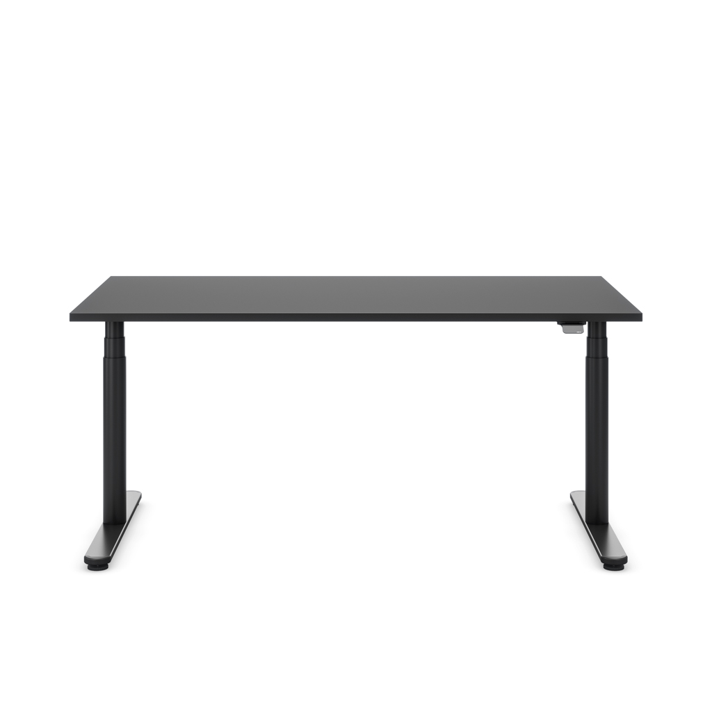 Höhenverstellbarer Schreibtisch Masterlift® Flex Basic rund, Schwarz/Schwarz 200x80