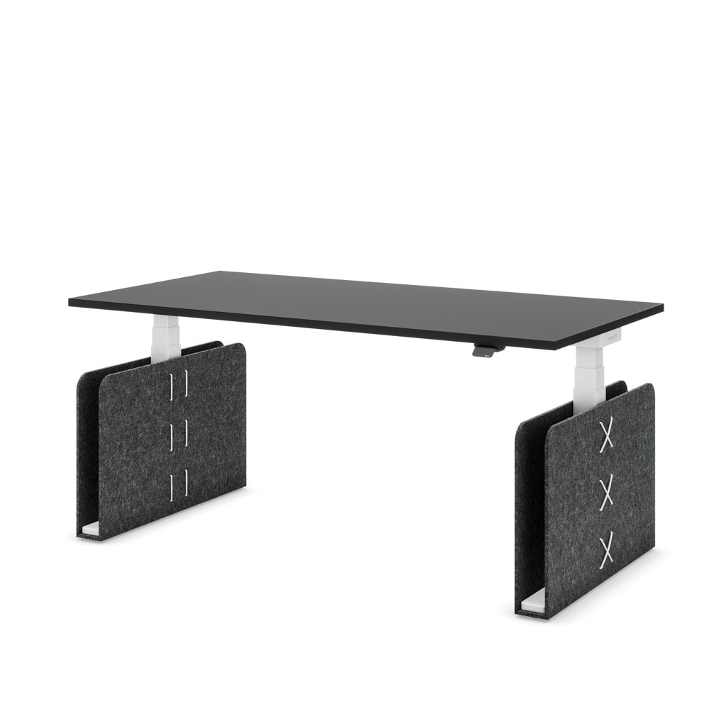 Höhenverstellbarer Schreibtisch Masterlift® Flex Akustix®-Edition, Rechteck Dunkelgrau, Schwarz Dekor/Weiss 120x80