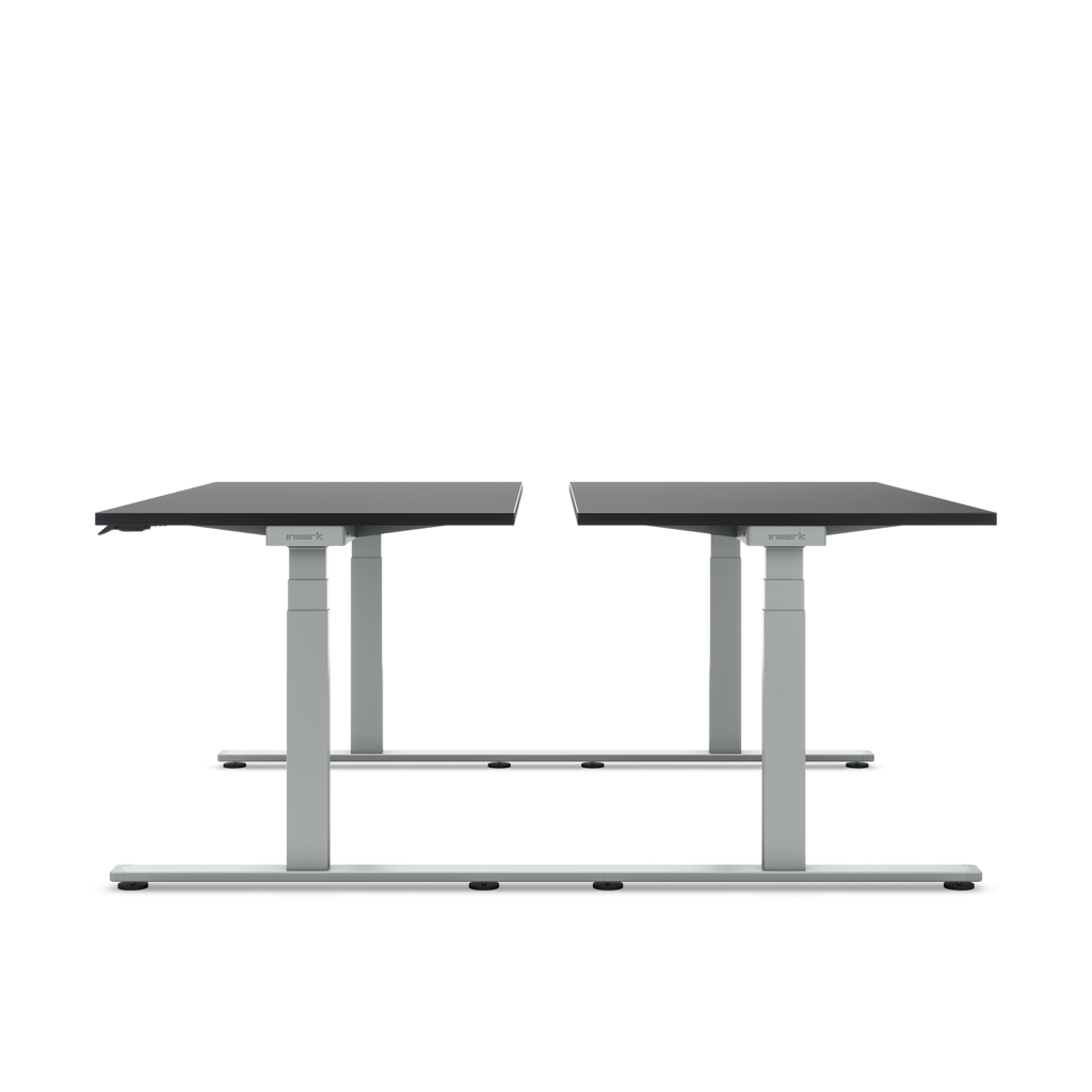 Höhenverstellbarer Team-Schreibtisch Masterlift® Flex Light, Schwarz/Silber 200x80
