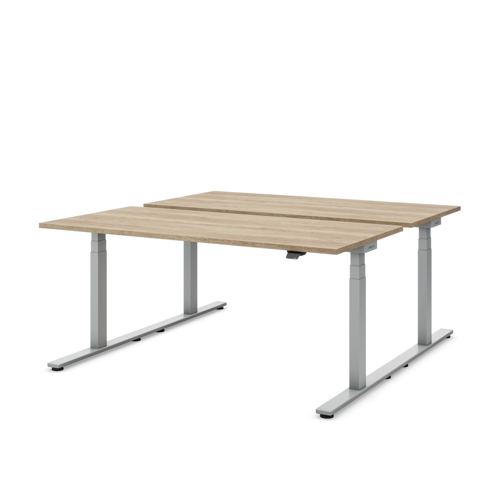Höhenverstellbarer Team-Schreibtisch Masterlift® Flex Light, Eiche Dekor/Silber 160x80