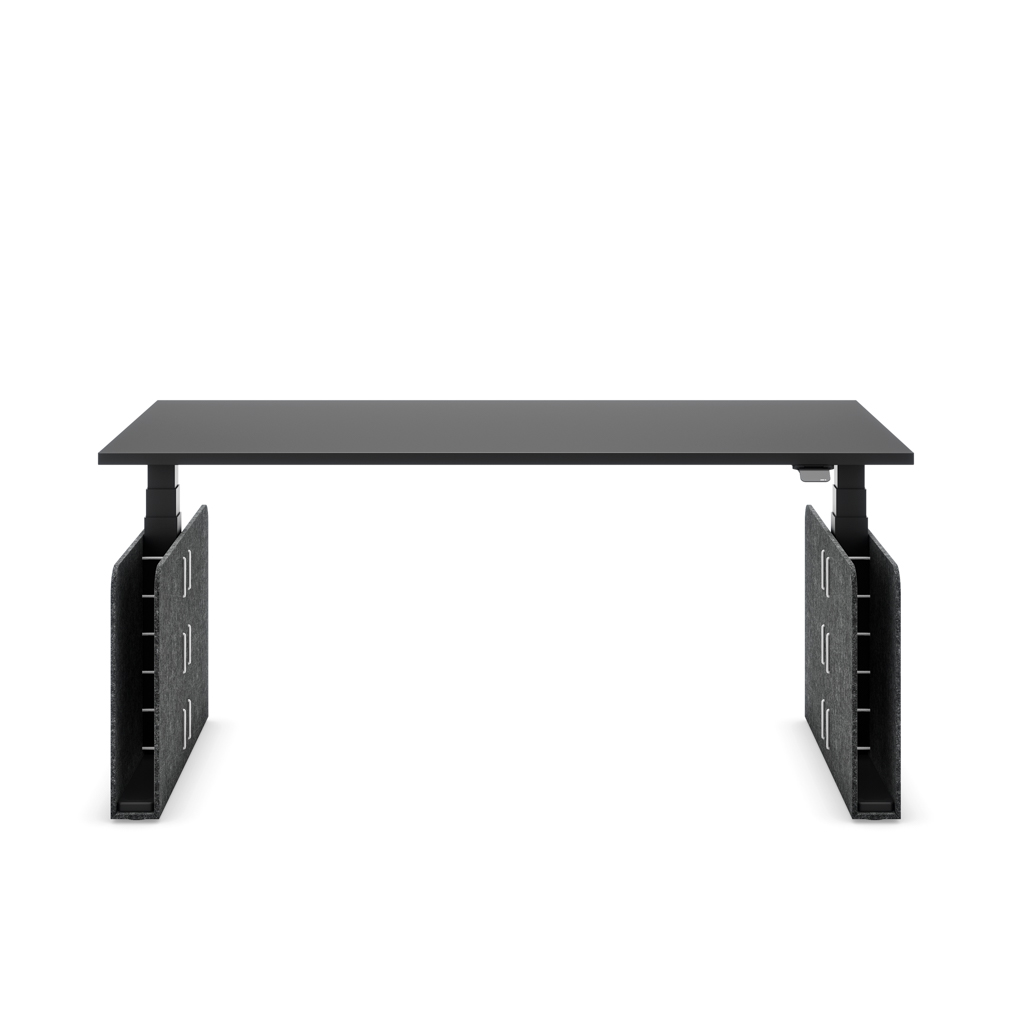 Höhenverstellbarer Schreibtisch Masterlift® Flex Akustix®-Edition, Rechteck Dunkelgrau, Schwarz Dekor/Schwarz 120x80