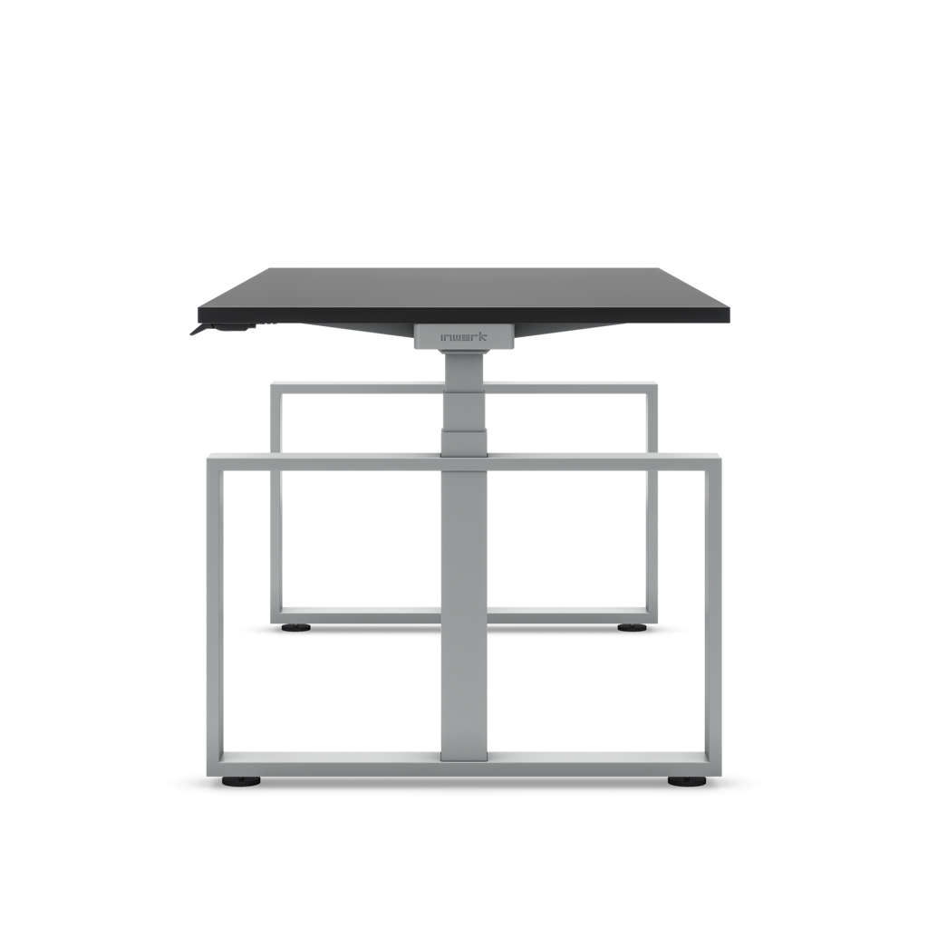 Höhenverstellbarer Schreibtisch Masterlift® Flex Loop-Edition, Stahl Rechteck, Schwarz Dekor/Silber 160x80