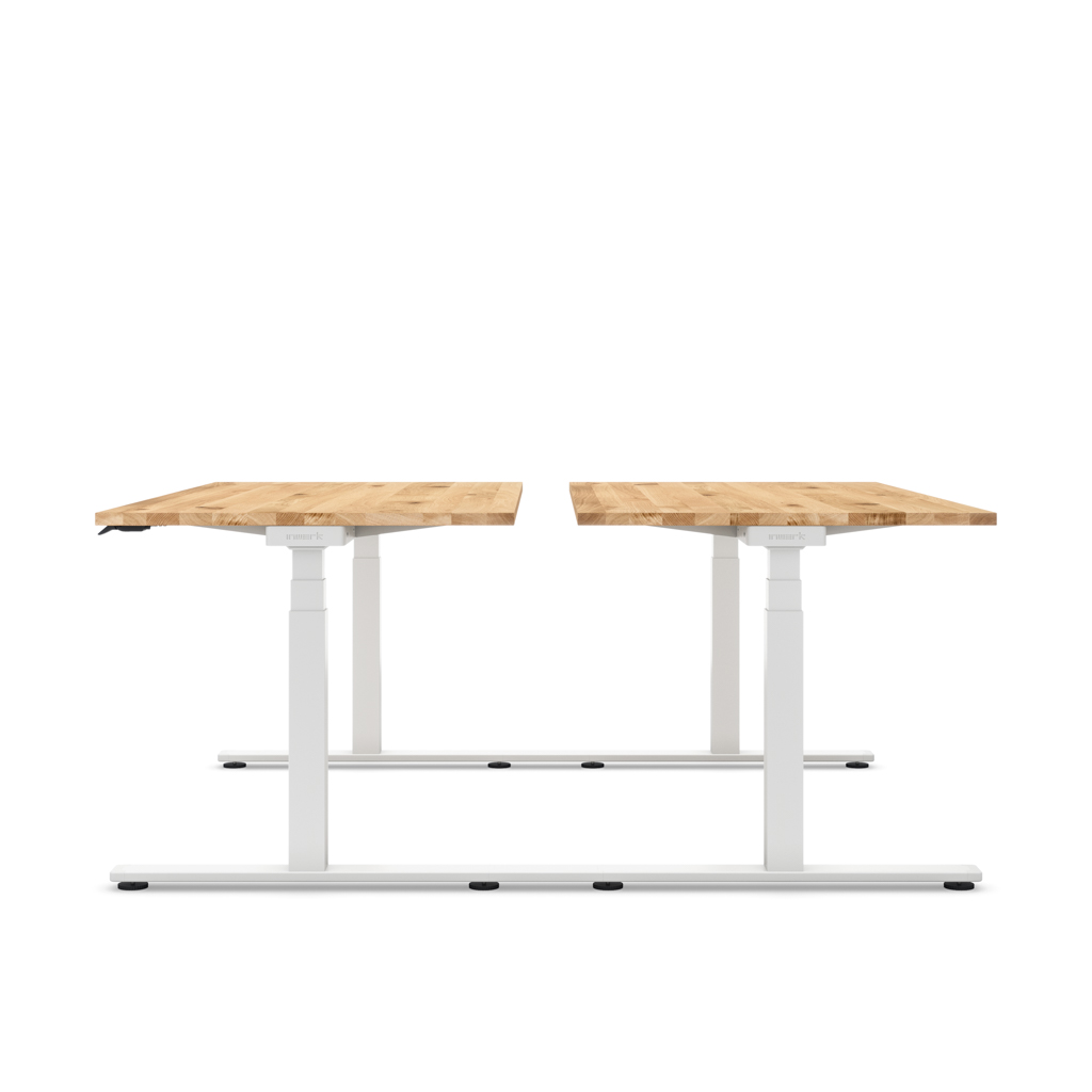 Höhenverstellbarer Team-Schreibtisch Masterlift® Flex Basic, Eiche Massivholz/Weiss 160x80