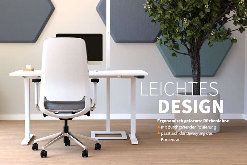 Teamo® Plush - Ergonomischer Bürostuhl, Vollpolster, Weiss/Grau