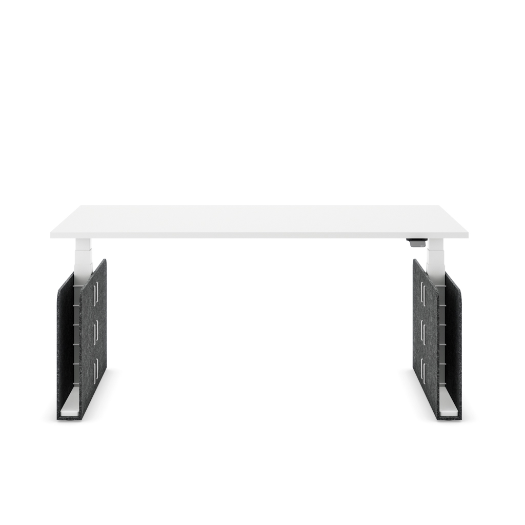 Höhenverstellbarer Schreibtisch Masterlift® Flex Akustix®-Edition, Rechteck Dunkelgrau, Weiss Dekor/Weiss 160x80