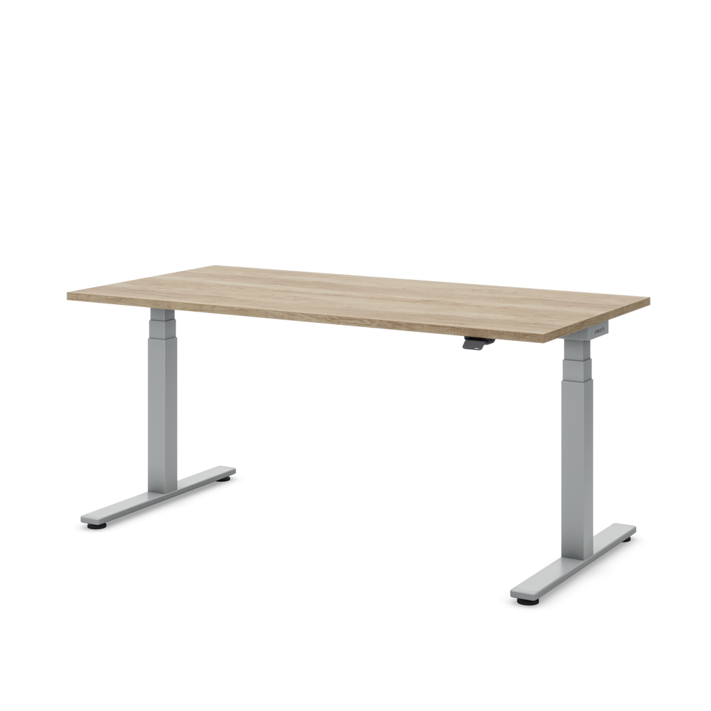 Höhenverstellbarer Schreibtisch Masterlift® Flex Basic, Eiche Dekor/Silber 160x80