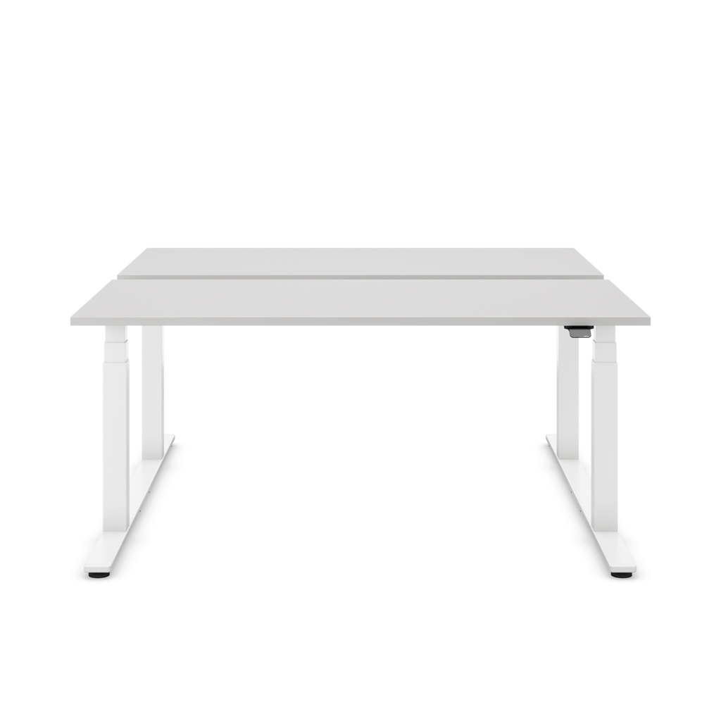 Höhenverstellbarer Team-Schreibtisch Masterlift® Flex Basic, Lichtgrau/Weiss 160x80