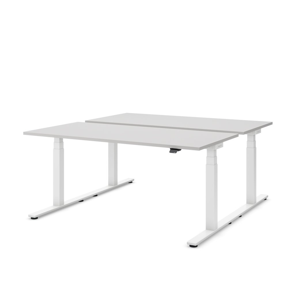 Höhenverstellbarer Team-Schreibtisch Masterlift® Flex Basic, Lichtgrau/Weiss 160x80
