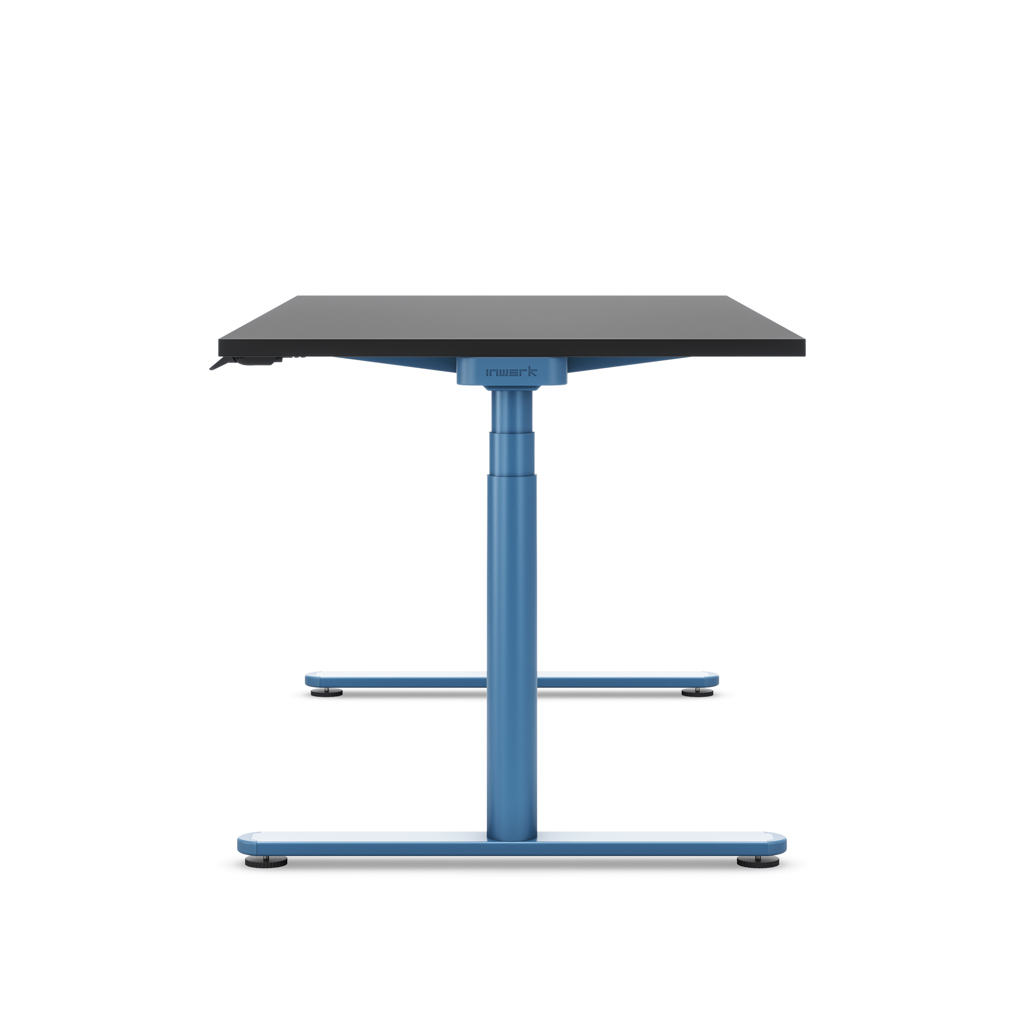Höhenverstellbarer Schreibtisch Masterlift® Flex Basic rund, Schwarz/Brillantblau 120x80