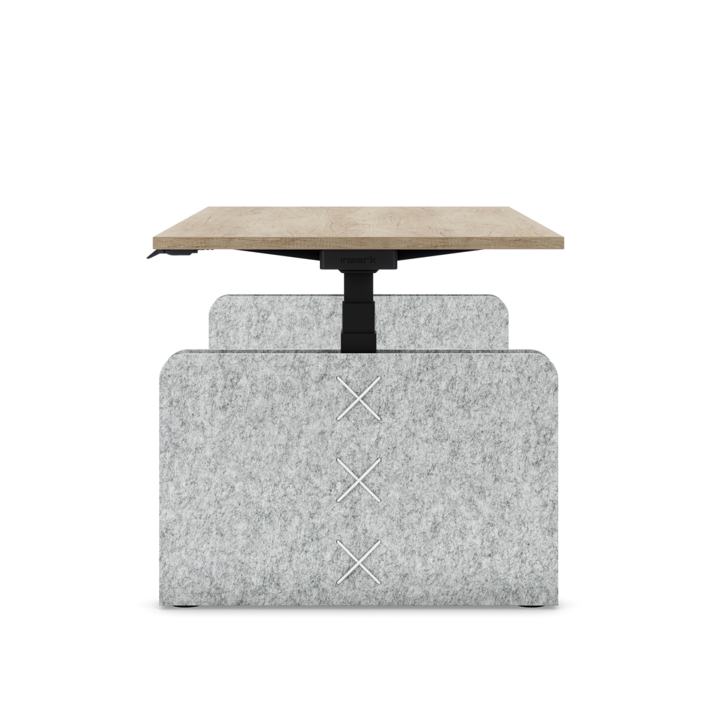 Höhenverstellbarer Schreibtisch Masterlift® Flex Akustix®-Edition, Rechteck Hellgrau, Eiche Dekor/Schwarz 160x80