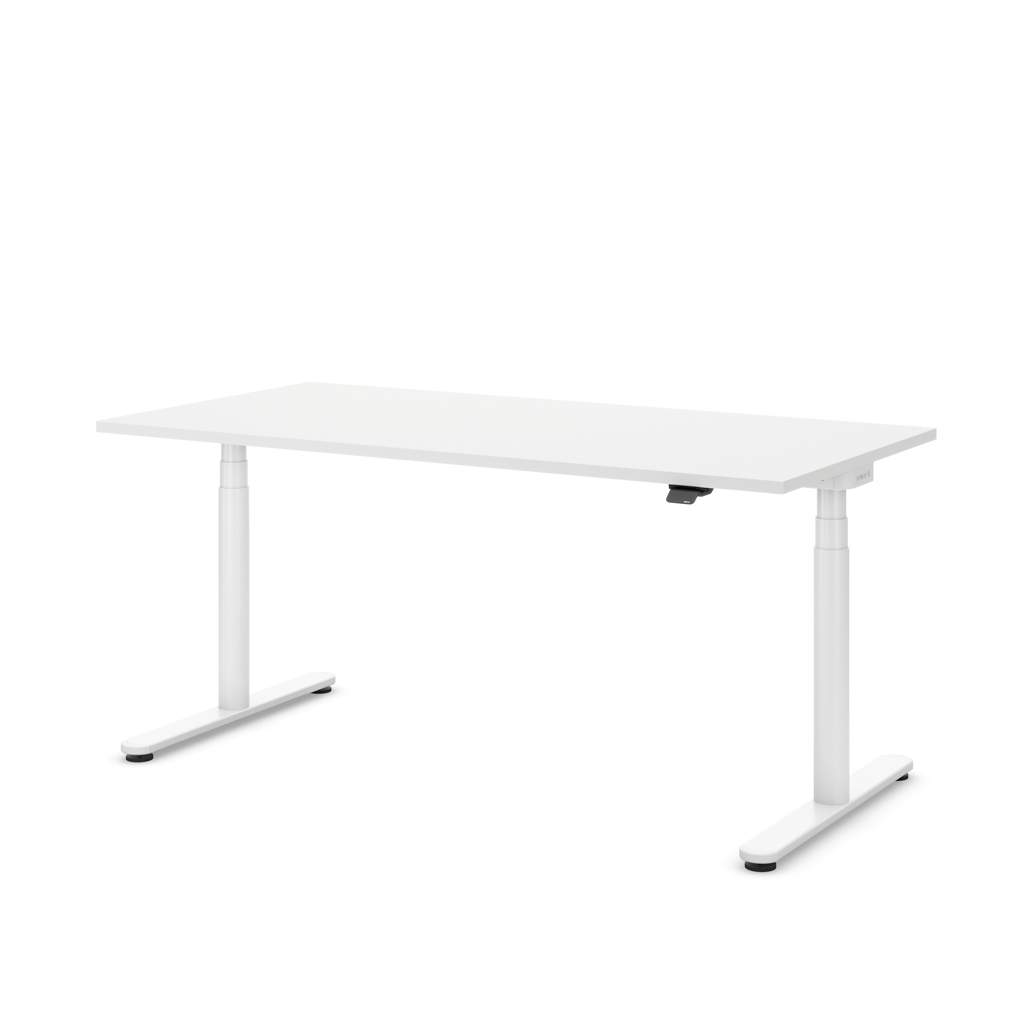 Höhenverstellbarer Schreibtisch Masterlift® Flex Basic rund, Weiss/Weiss 120x80