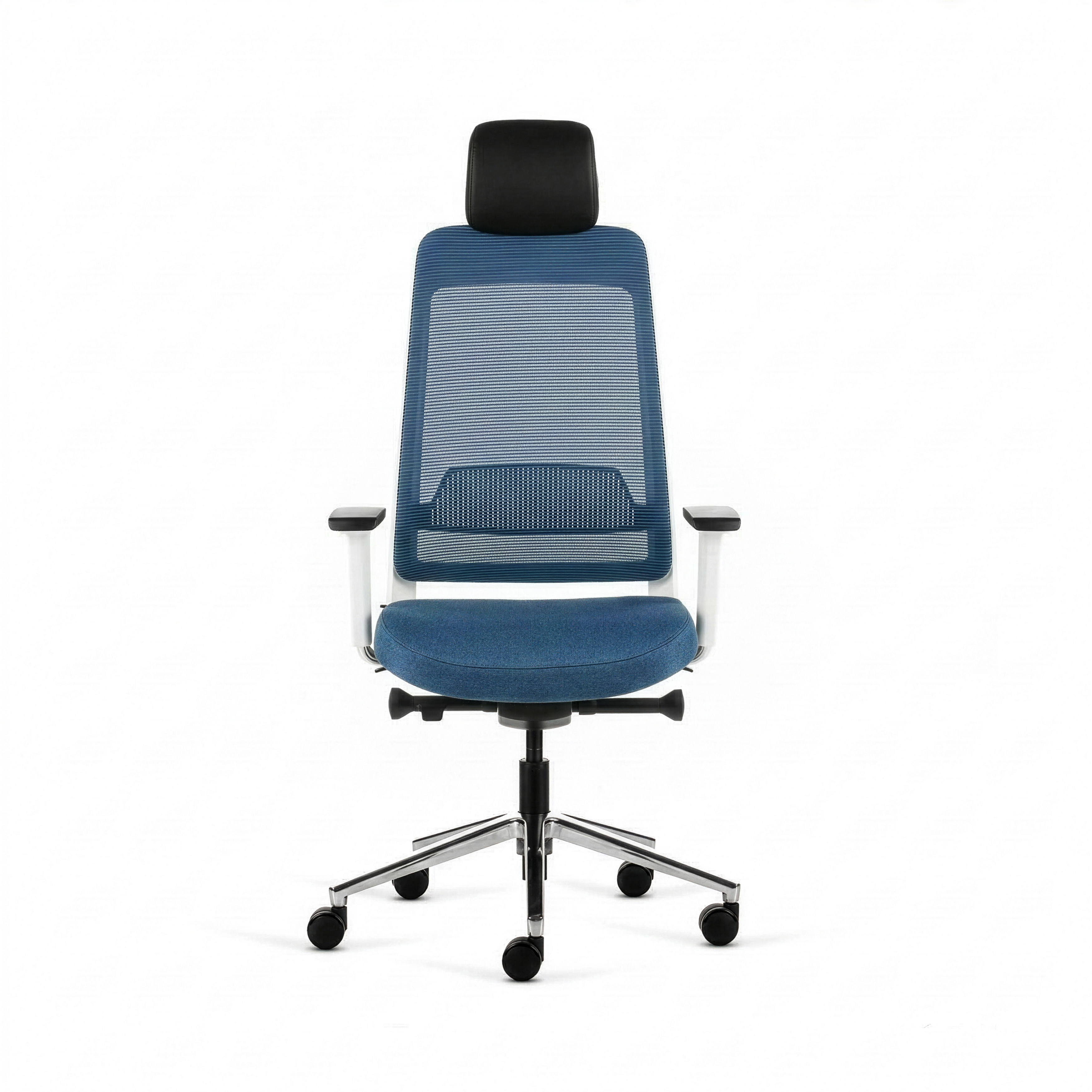 Inwerk Teamo® Original Plus - Bürostuhl mit Kopfstütze, Weiss/Blau