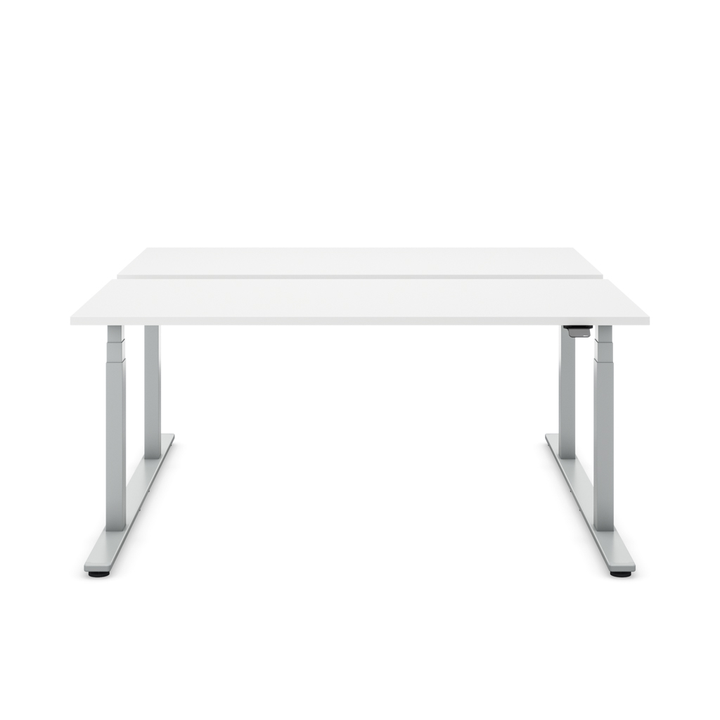 Höhenverstellbarer Team-Schreibtisch Masterlift® Flex Light, Weiss/Silber 180x80