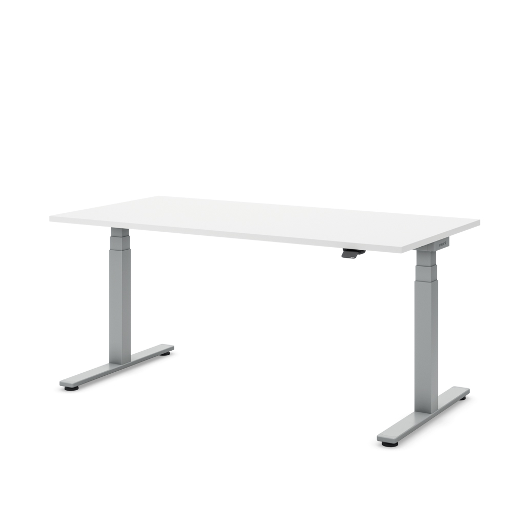 Höhenverstellbarer Schreibtisch Masterlift® Flex Basic, Weiss Dekor/Silber 200x80