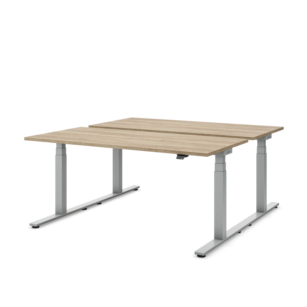 Höhenverstellbarer Team-Schreibtisch Masterlift® Flex Basic, Eiche Dekor/Silber 160x80