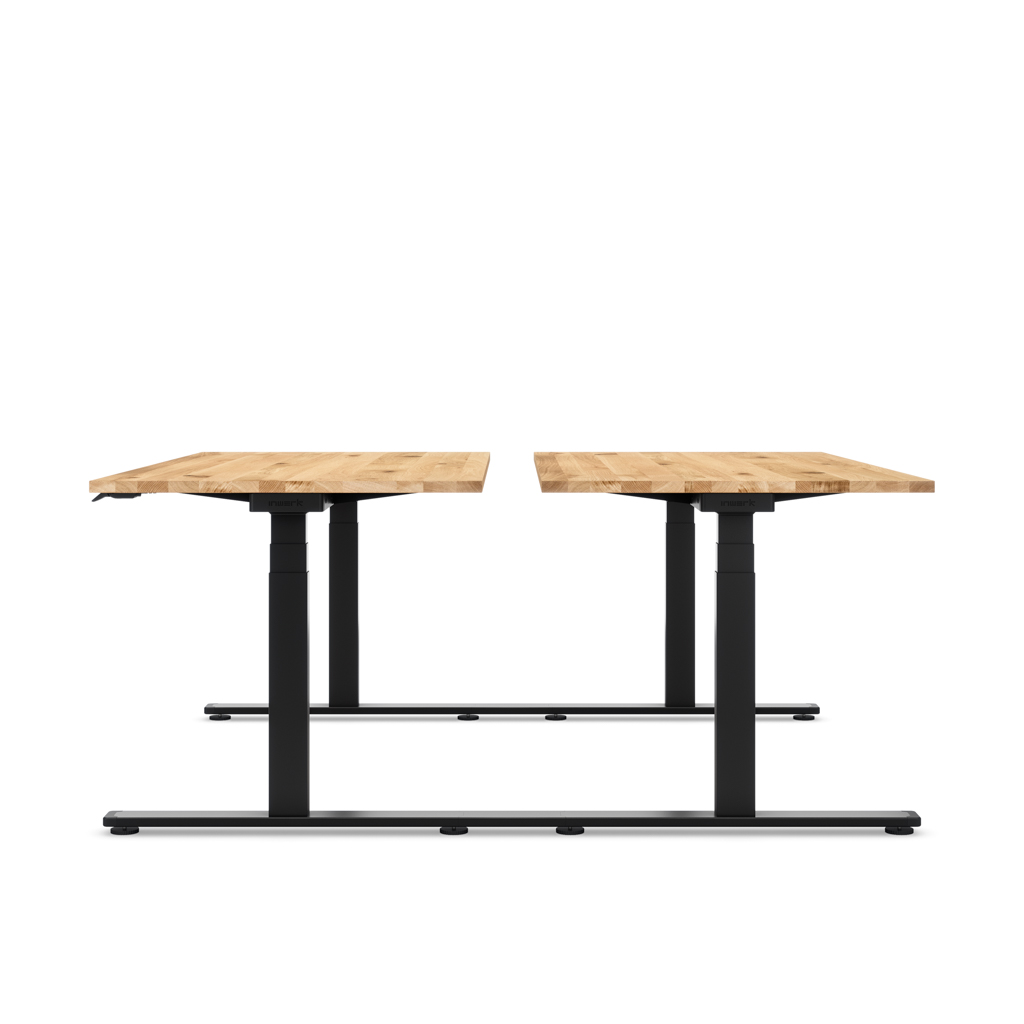 Höhenverstellbarer Team-Schreibtisch Masterlift® Flex Light, Eiche Massivholz/Schwarz 160x80