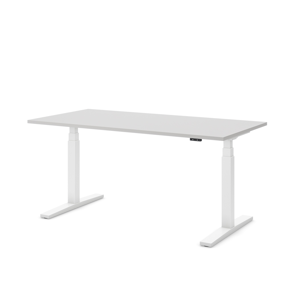 Höhenverstellbarer Schreibtisch Imperio® Lift Q2 Lichtgrau Dekor/Weiss 160x80