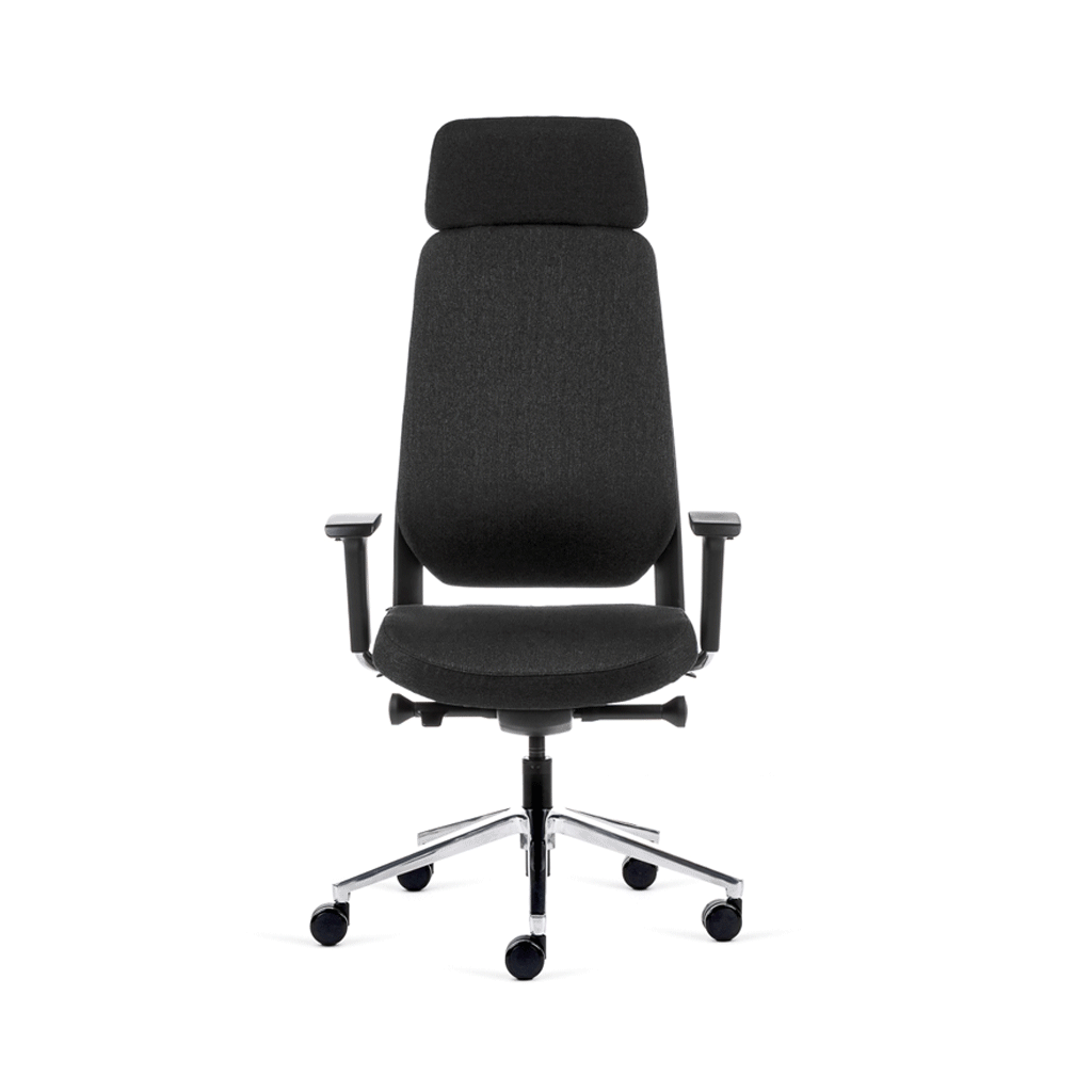Teamo® Plush Plus - Ergonomischer Bürostuhl mit Kopfstütze, Vollpolster, Schwarz