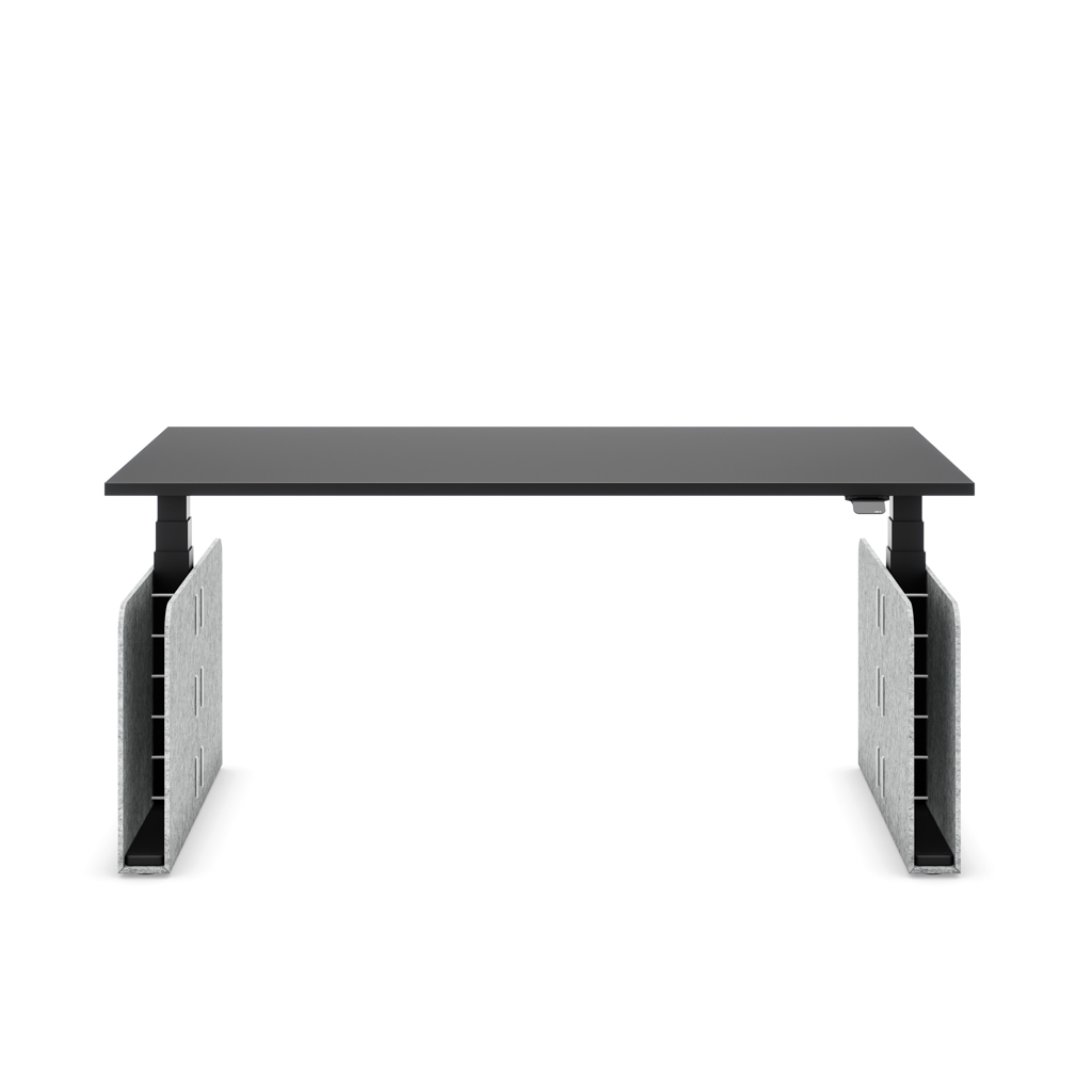 Höhenverstellbarer Schreibtisch Masterlift® Flex Akustix®-Edition, Rechteck Hellgrau, Schwarz Dekor/Schwarz 120x80
