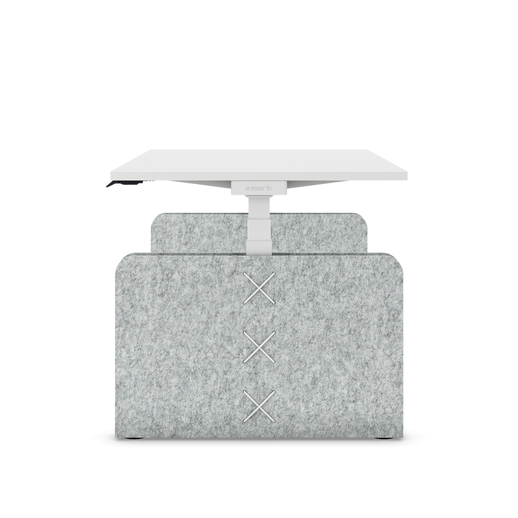 Höhenverstellbarer Schreibtisch Masterlift® Flex Akustix®-Edition, Rechteck Hellgrau, Weiss Dekor/Weiss 180x80
