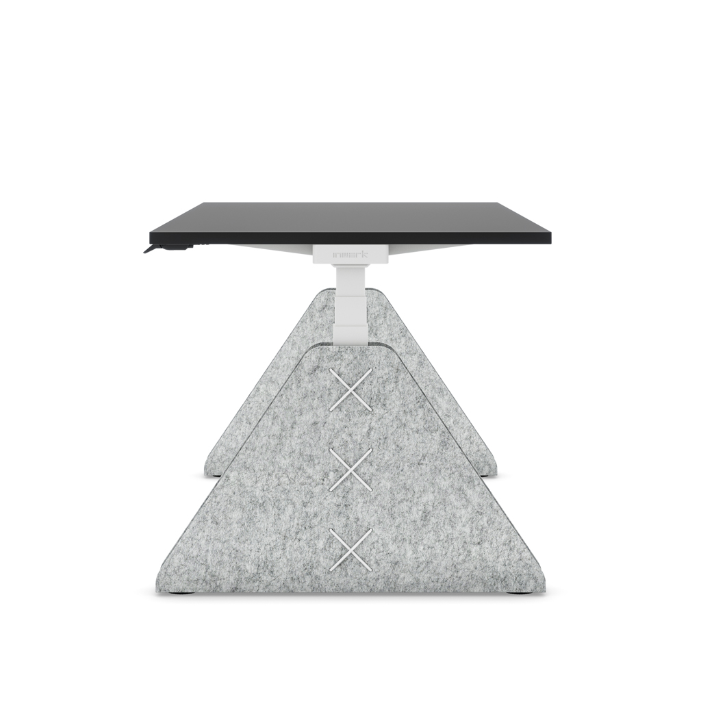 Höhenverstellbarer Schreibtisch Masterlift® Flex Akustix®-Edition, Trapez Hellgrau, Schwarz Dekor/Weiss 200x80