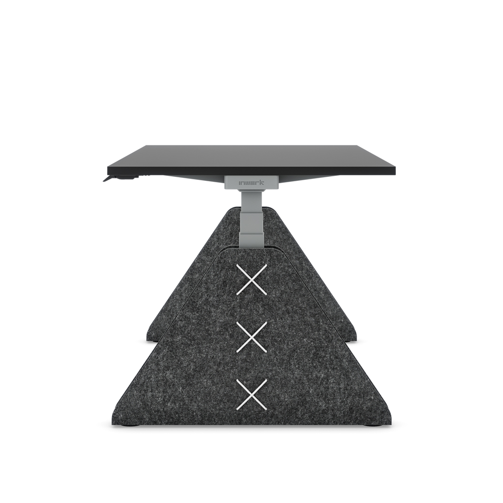 Höhenverstellbarer Schreibtisch Masterlift® Flex Akustix®-Edition, Trapez Dunkelgrau, Schwarz Dekor/Silber 120x80