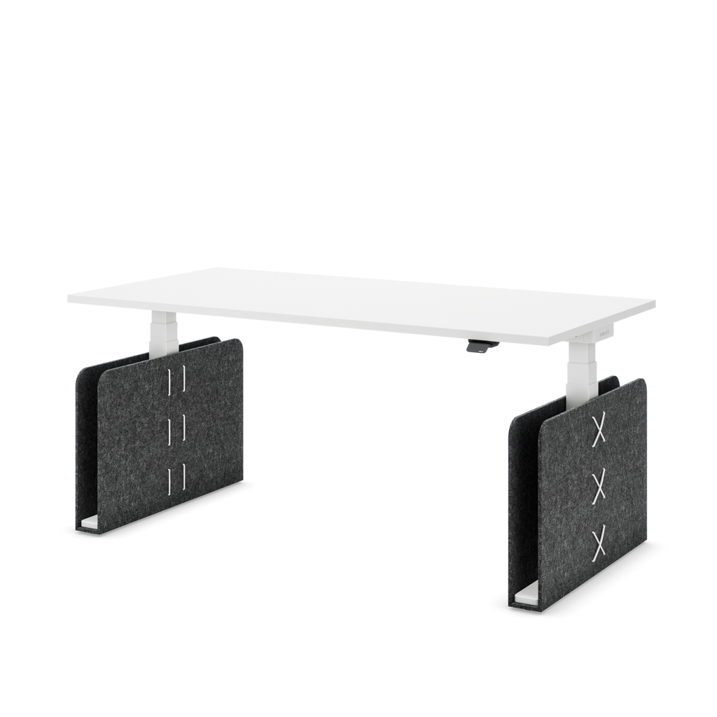 Höhenverstellbarer Schreibtisch Masterlift® Flex Akustix®-Edition, Rechteck Dunkelgrau, Weiss Dekor/Weiss 160x80