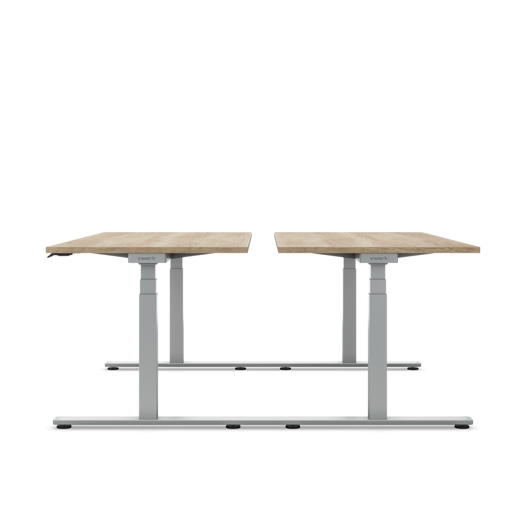 Höhenverstellbarer Team-Schreibtisch Masterlift® Flex Basic, Eiche Dekor/Silber 160x80